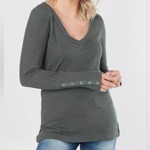 BKE Raw Edge T-Shirt SMALL dark gray